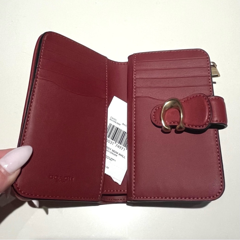 Coach Tabby Cherry Leather Wallet with Gold Clasp - Picture 9 of 13